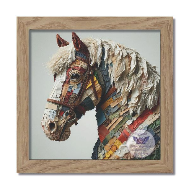 Artistic print of a horse in square frame (H02)