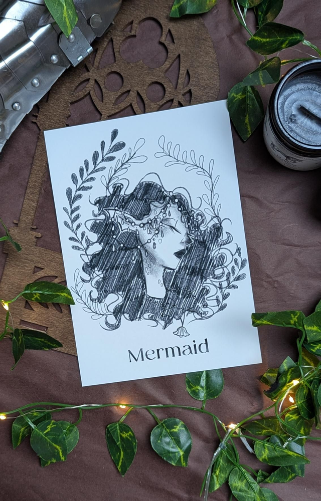 Print Mermaid Noir &amp; Blanc