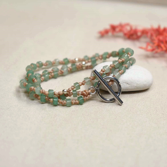 Bracelet fin 3 tours en aventurine
