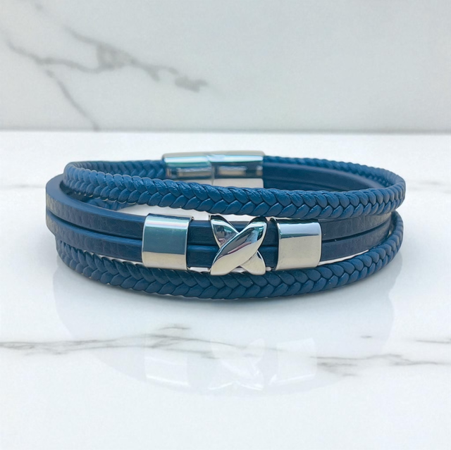 Bracelet cuir multibrun