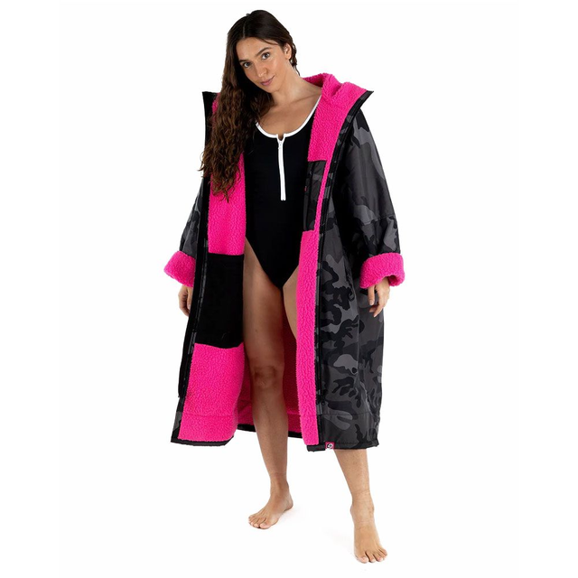 Dryrobe Black Camo Pink - Long Sleeve Changing Robe