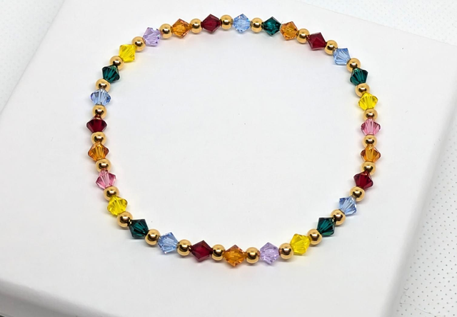 Rainbow Coloured Serenity Crystal Stretch Bracelet 