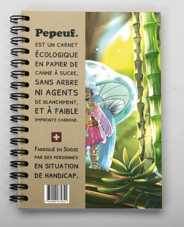 Carnet A6 de la marque Pepeuf portant une illustration faite par Wave of dream
