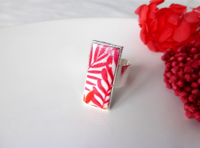 Bague rectangulaire - Pigments de feuilles
