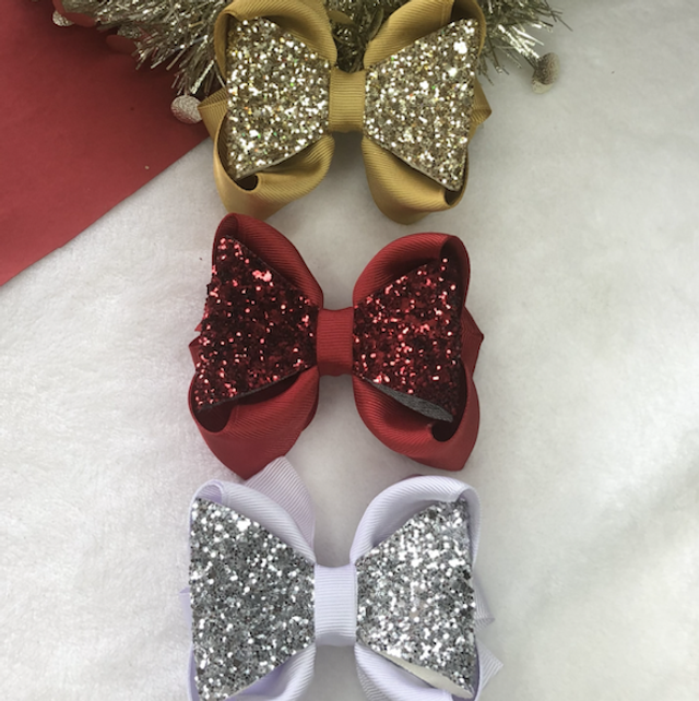 Barrette pailletée ( dorée, rouge, blanc )