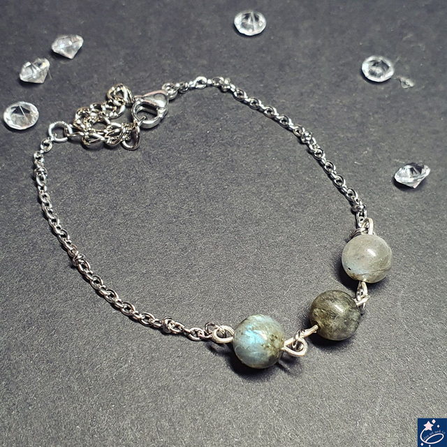 Bracelet en acier inox et labradorite