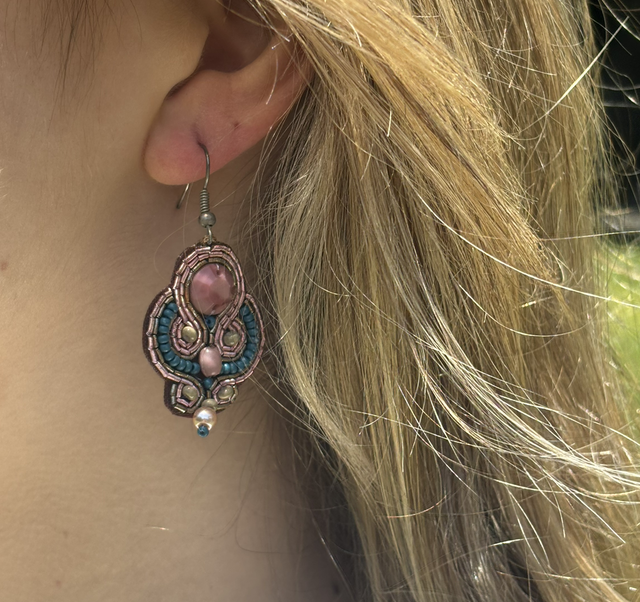 Aros mandala mostacilla rosa