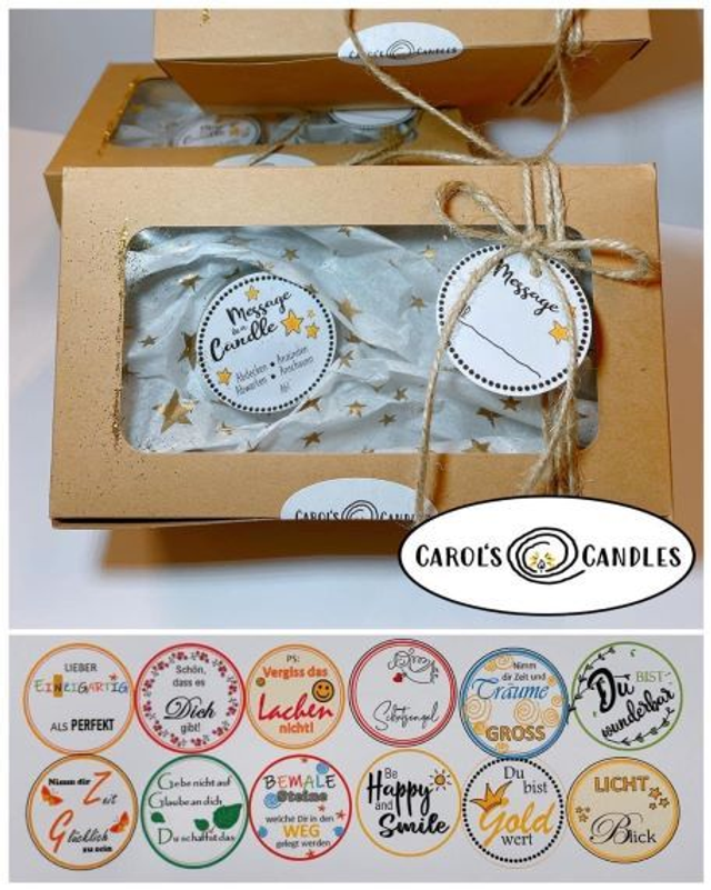 Jahreskalender mit 12 Teelichter - Positiv & Fröhlich