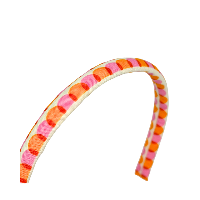 Narrow Alice Band - Orange &amp; Pink Scallop - Japanese Cotton