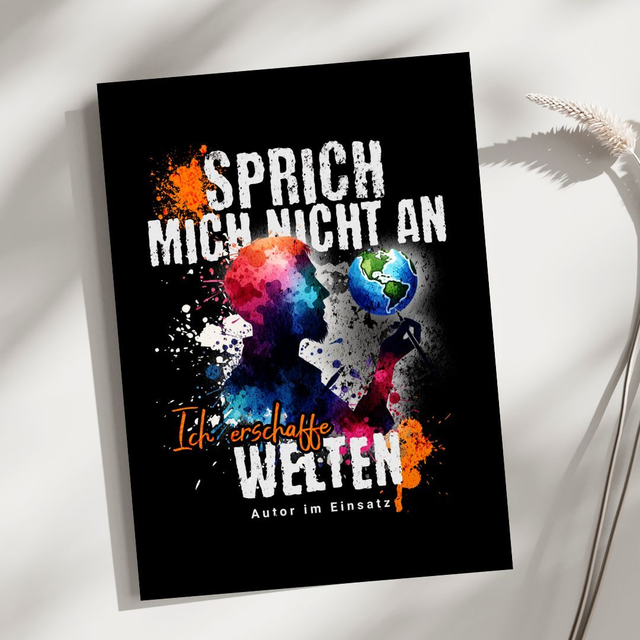 Postkarte "Welten erschaffen" Mann