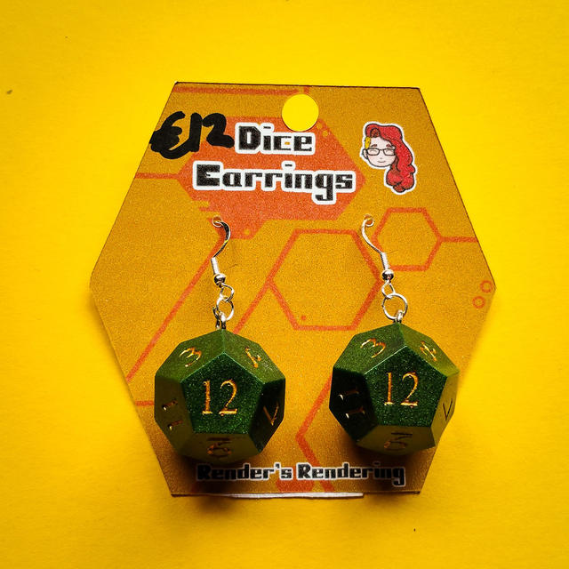 Dark Green Gold - Dice - Earrings  [EAR-DIC-DGG]