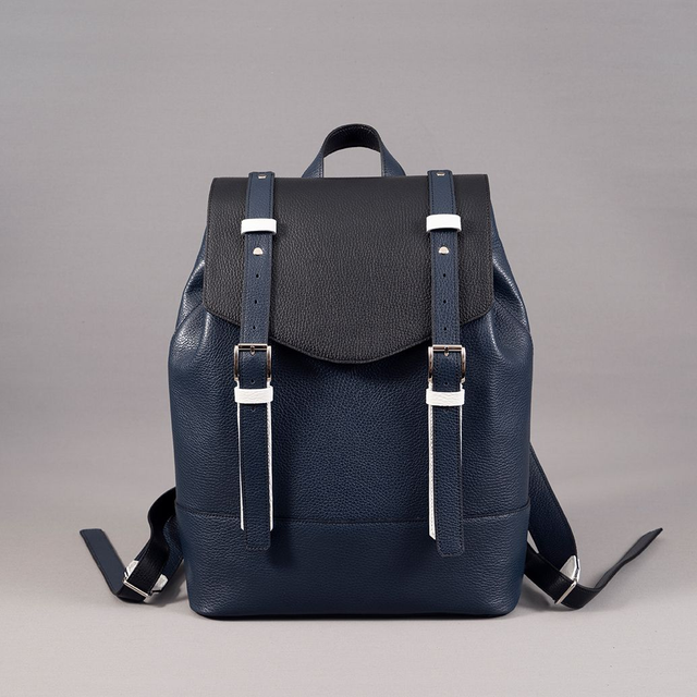 Leather Backpack | Blu-Black - Mr. Trevis