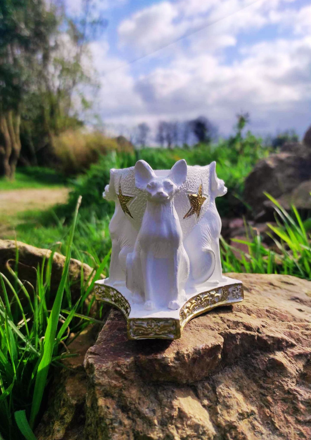 Bougeoir Sphynx blanc