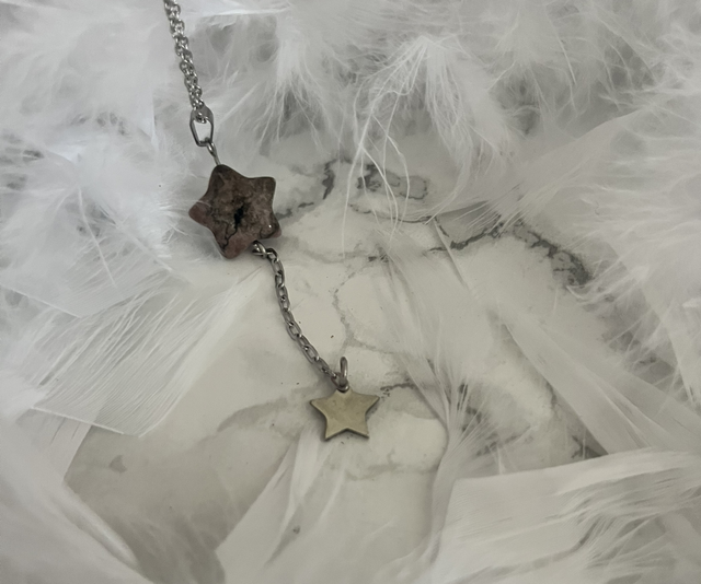 Pendentif etoile Rhodonite