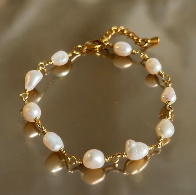 Bracelet en perles d’Eau Douce sur Chaîne