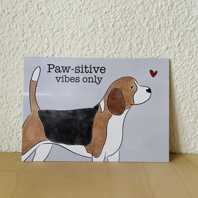 Ansichtkaart "Paw-sitive vibes only", 10 x 15 cm