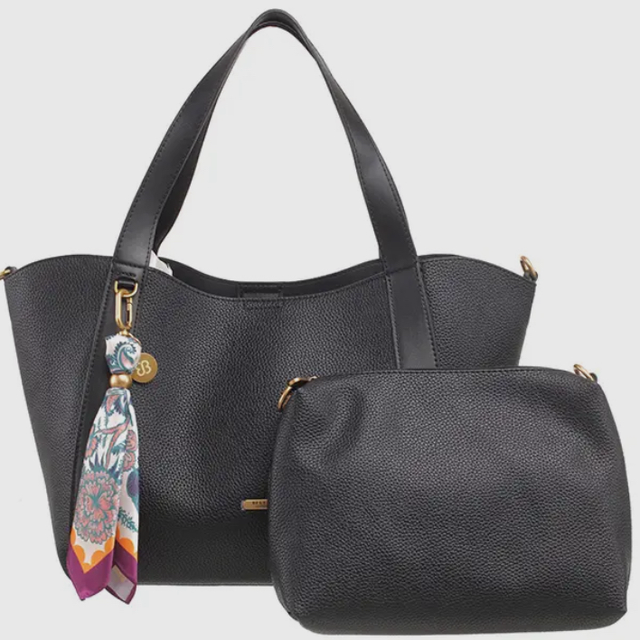 Black 2 in 1 Tote with Scarf