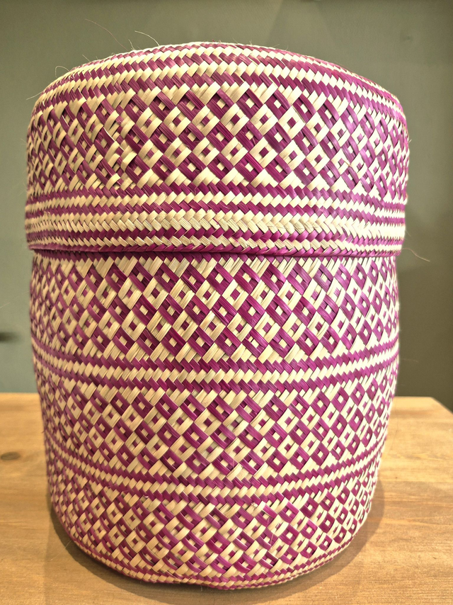 Panier en palmier naturel et rose – Fait main à Oaxaca