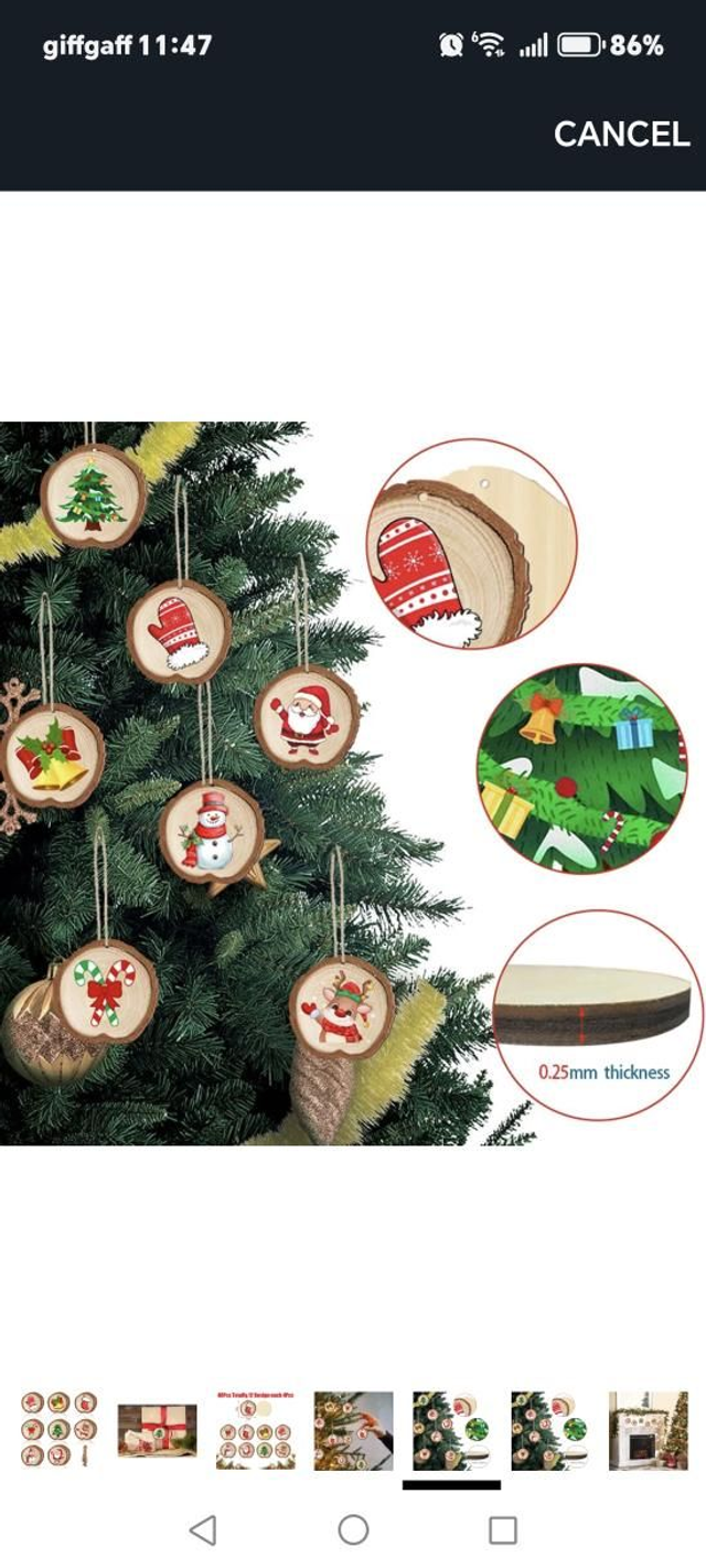 Wood Slice Festive Christmas Hanging – Write Your Own Message