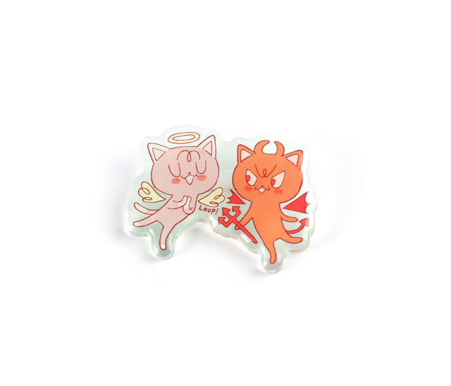 Acrylic pins - Angel & Demon cats 