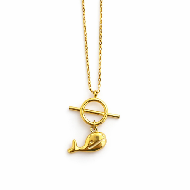 Cadena acero dorado ballena 