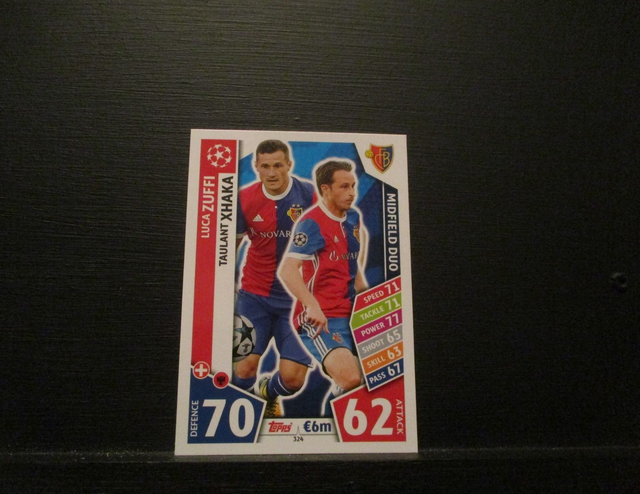 Luca Zuffi / Taulant Xhaka - UEFA Champions League Match Attax 2017/18 Original Trading Card #324