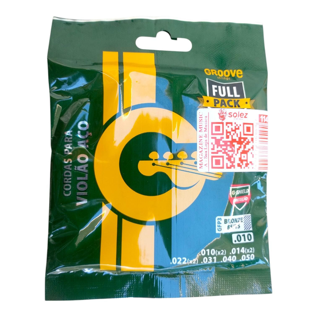 114 - Encordoamento Cordas de Violão 85/15 Groove 010 GFP3 Cód 114