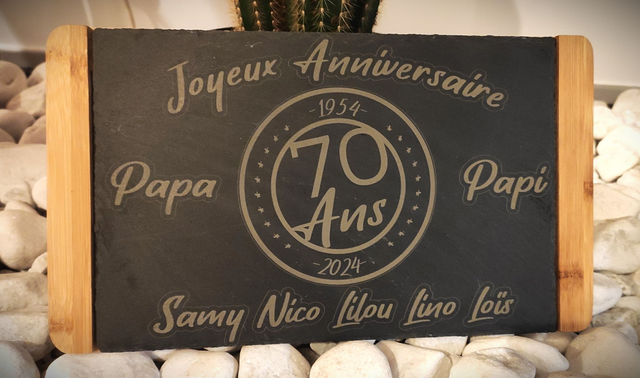 Plateau de service en ardoise et bambou