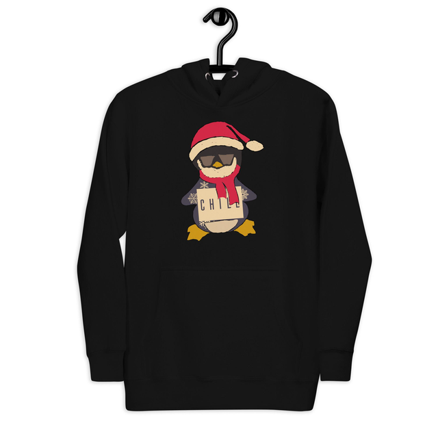 Felpa con cappuccio unisex pinguino natalizio