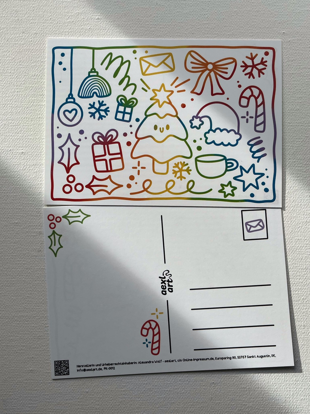 Postkarte Weihnachtsdoodle