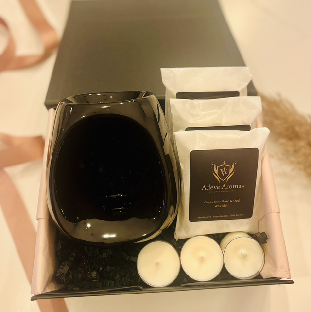 Luxury Wax Melt Starter Gift Set with Black Ceramic Burner