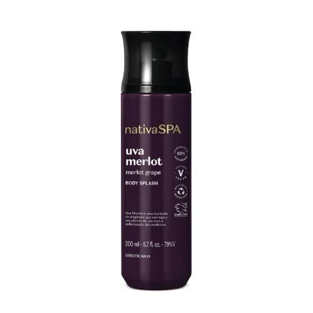 Nativa Spa Merlot Grape Body Splash, 200ml O Boticário uva Merlot 