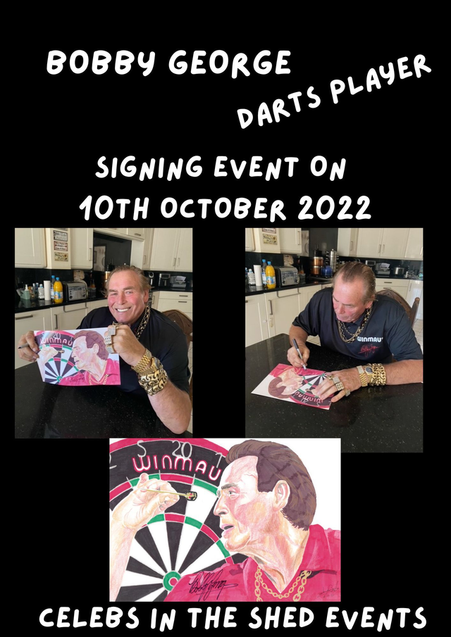Bobby George Limited Edition Signed A4 Portrait Drawing Print At Our Private Signing On 10th October 2022