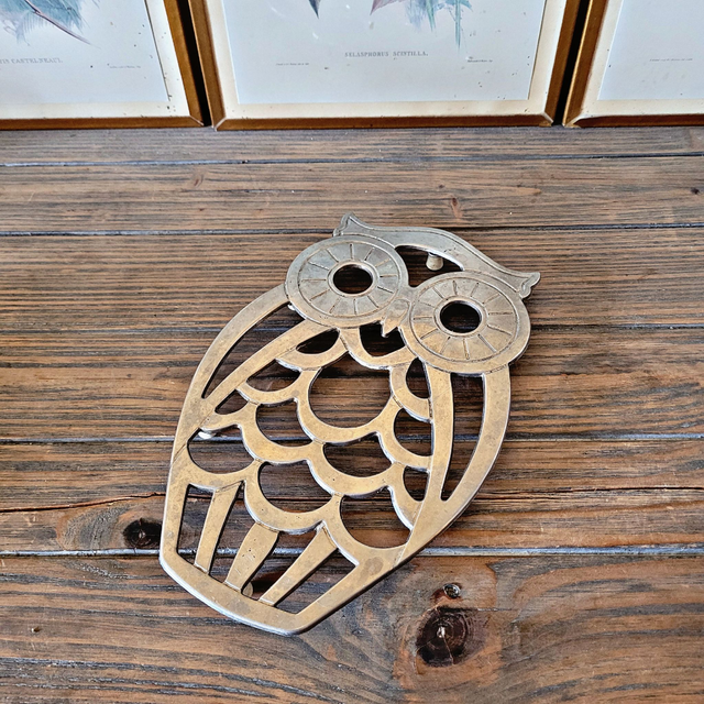 X Dessous de plat plaqué argent hibou / chouette, Italy Leonardo