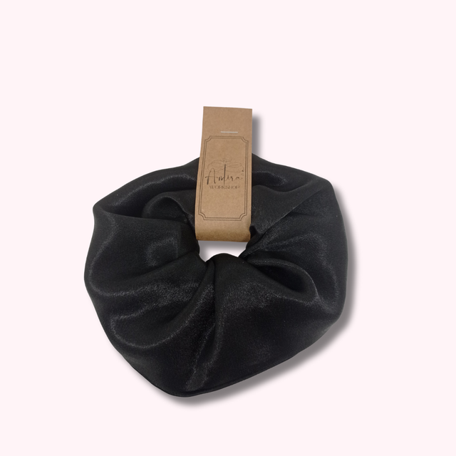 Chouchou Extra large en satin upcyclé - noir