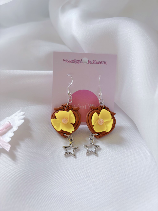 Star flower clay earrings 
