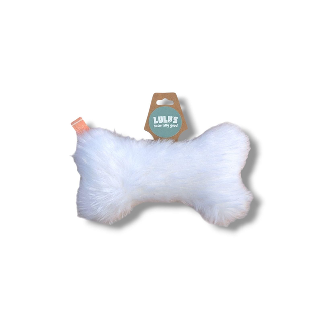 Fluffy Plush Squeaky Dog Bone 