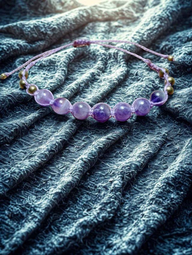 Bracelet Shamballa Améthyste - Elevation et Intuition