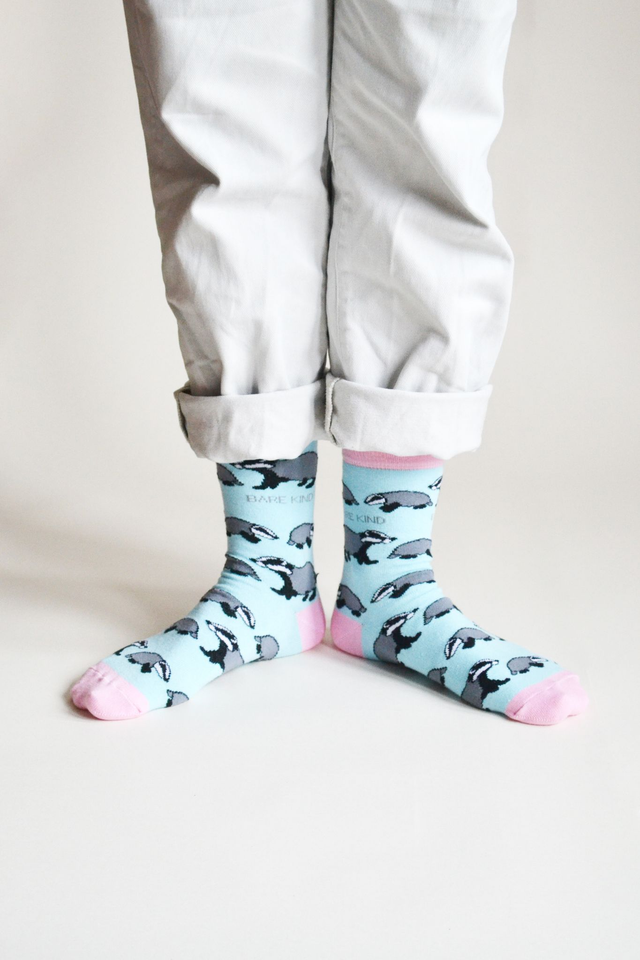 'Save the Badgers' Bamboo Socks, Bare Kind - adult