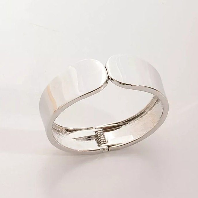 Bracelete Maxi Liso Achatado - Ródio