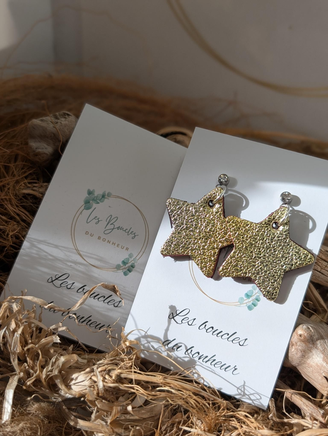 Boucles d&#039;oreilles Petite étoile jaune irisé st033