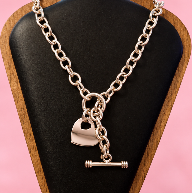 925 Sterling Silver Belcher T Bar &amp; Pendant Chain
