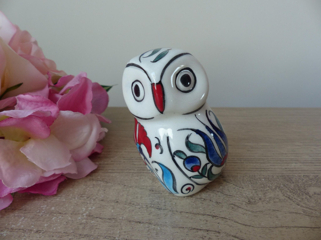 Figurine chouette en céramique – Art folklorique mexicain peint à la main – Protectrice du foyer – Décoration intérieure vintage