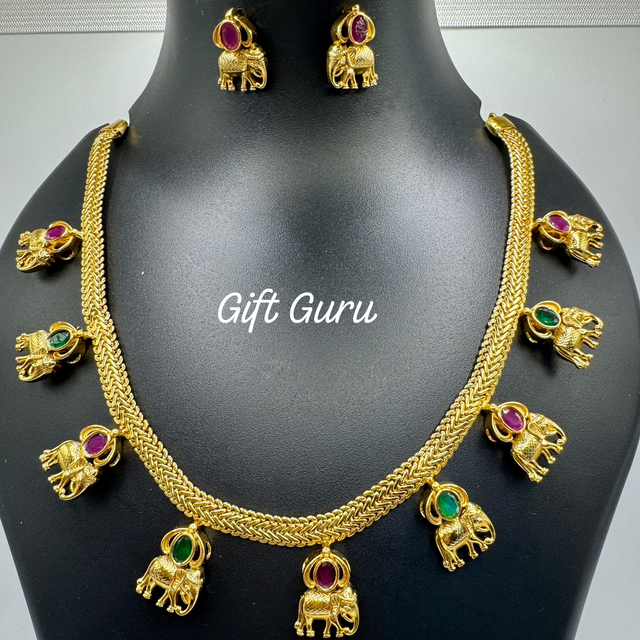 Temple necklace elephant charms