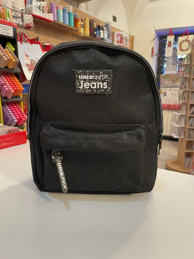 zaino tinta unita nero gliter