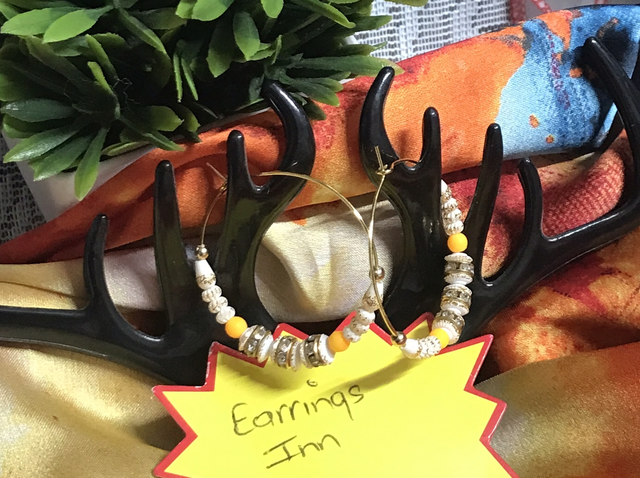 Yellow-White Hoop Earrings- YHE02