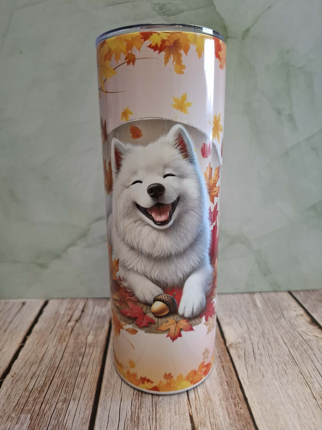 Gourde Canette Samoyède fond d' automne
