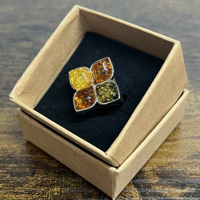 Bague en argent et Ambre - Taille 53