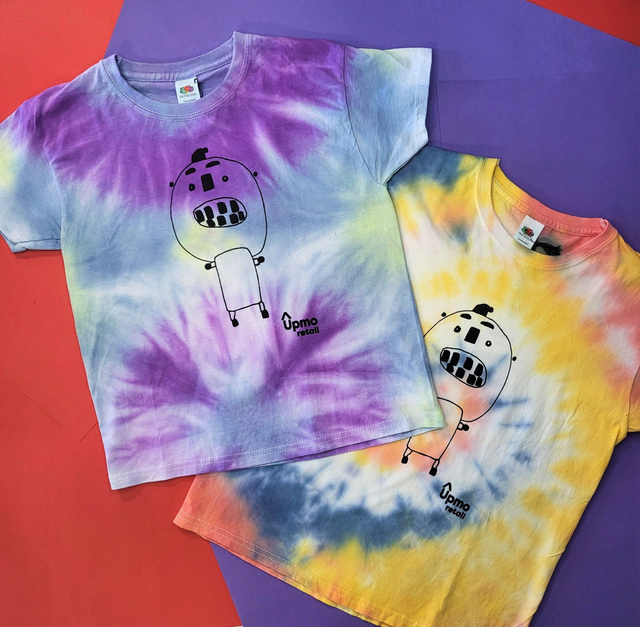 Tie Dye Kids T-shirt with Screen Printed Character