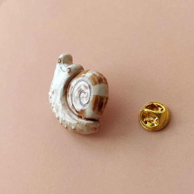 Funny Snail Pin - Slug clay brooch - Clay snail pin - Potter snail brooch - Snail Mail pin - Slug jewel - Gardener pin